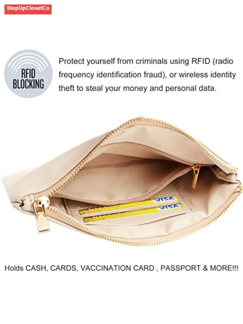 Silicone Bracelet Wristlet Keychain Wallet RFID Blocking Credit Card Holder